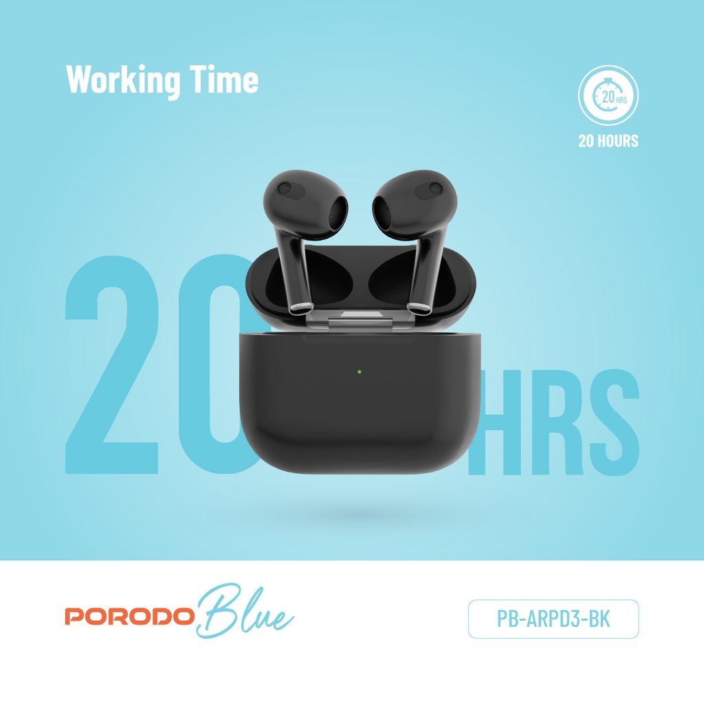 Porodo Blue Deep Bass Wireless Earbuds 3 – Black – Official image 7