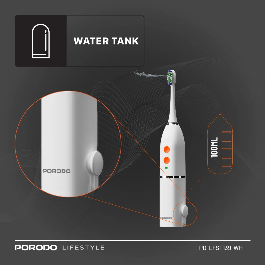 Porodo Lifestyle Water Flosser & Sonic Electric Toothbrush – White – Official image 7