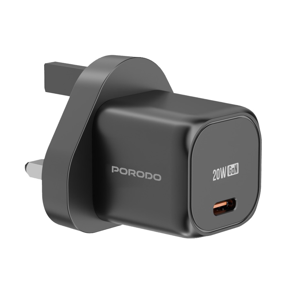 Porodo PD 20W UK USB-C Fast Charger – Black – Official image 3