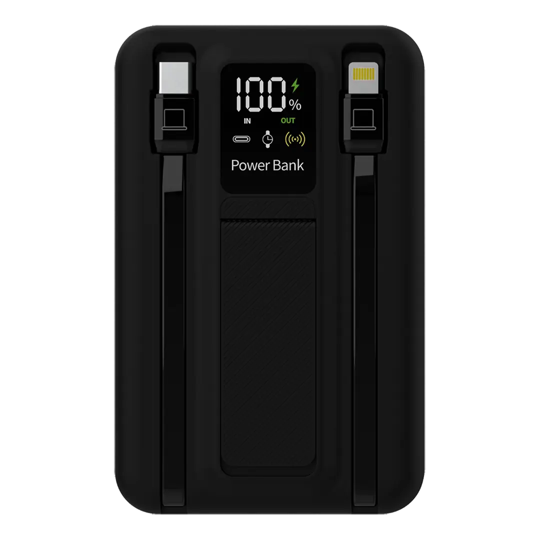 Porodo 10000mAh MagSafe Power Bank with USB-C & Lightning Cables – Black – Official image 2
