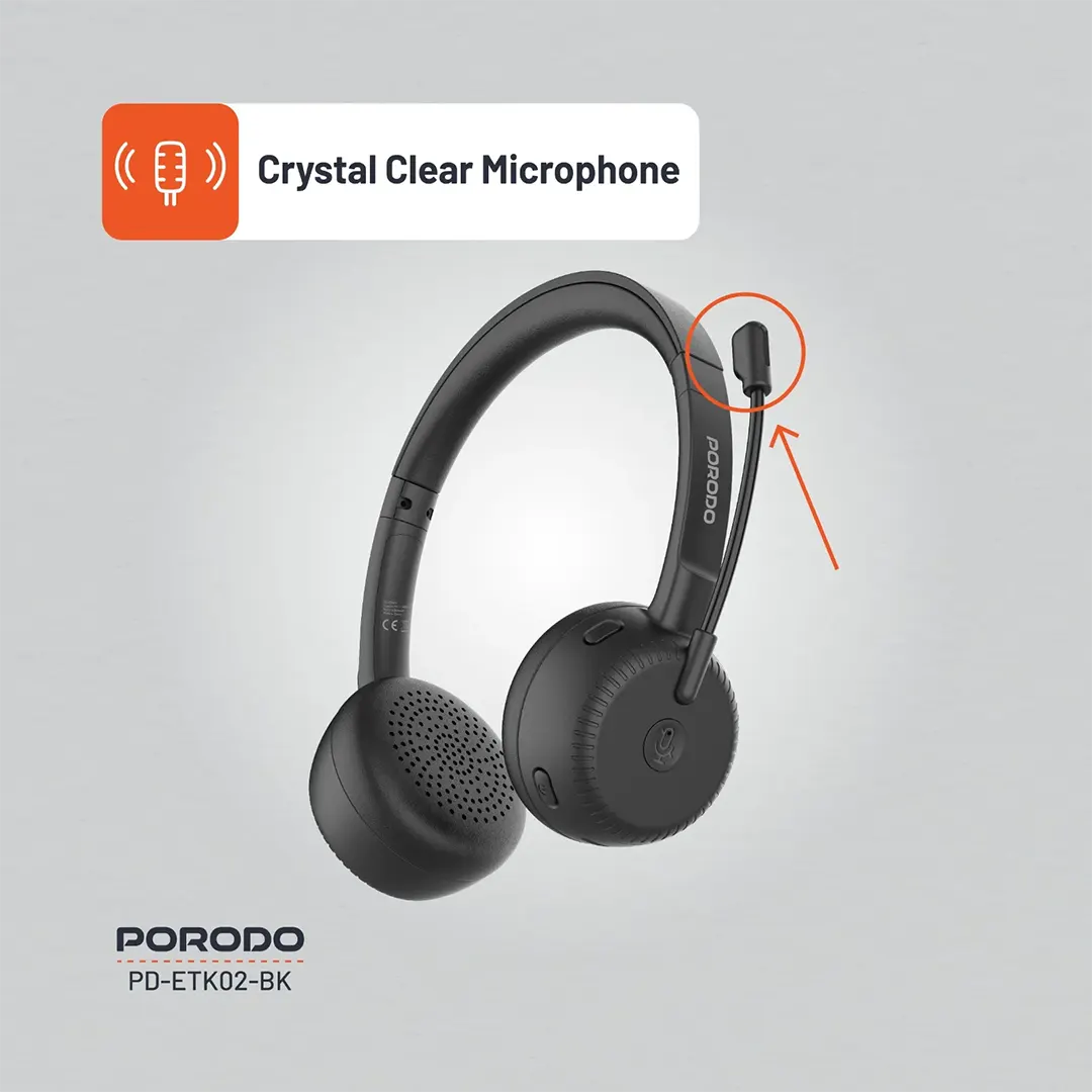 Porodo Office Wireless Headset – Black – Official image 4