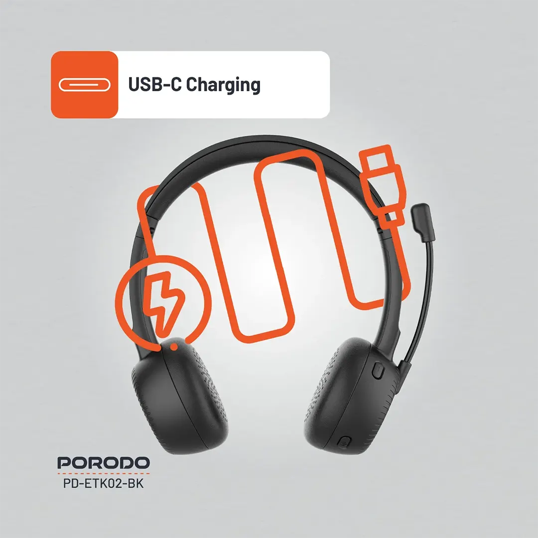 Porodo Office Wireless Headset – Black – Official image 5