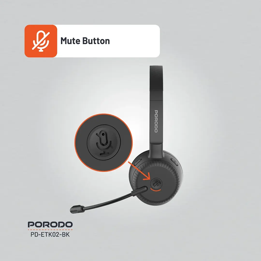 Porodo Office Wireless Headset – Black – Official image 6