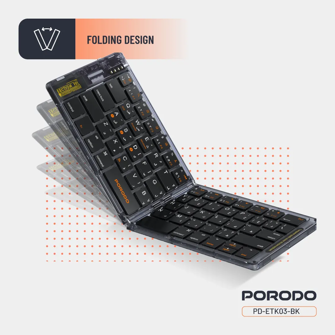 Porodo Crystal Shell Wireless Keyboard – Black – Official image 6