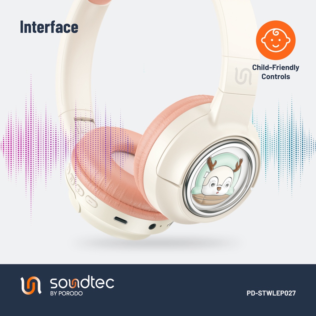 Porodo Soundtec Moose Wireless Kids Headphones – Pink – Official image 5