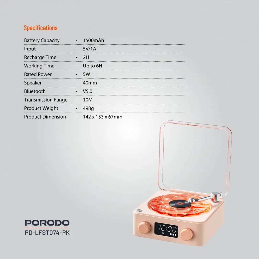 Porodo Lifestyle White Noise Portable Speaker – Pink – Official image 2