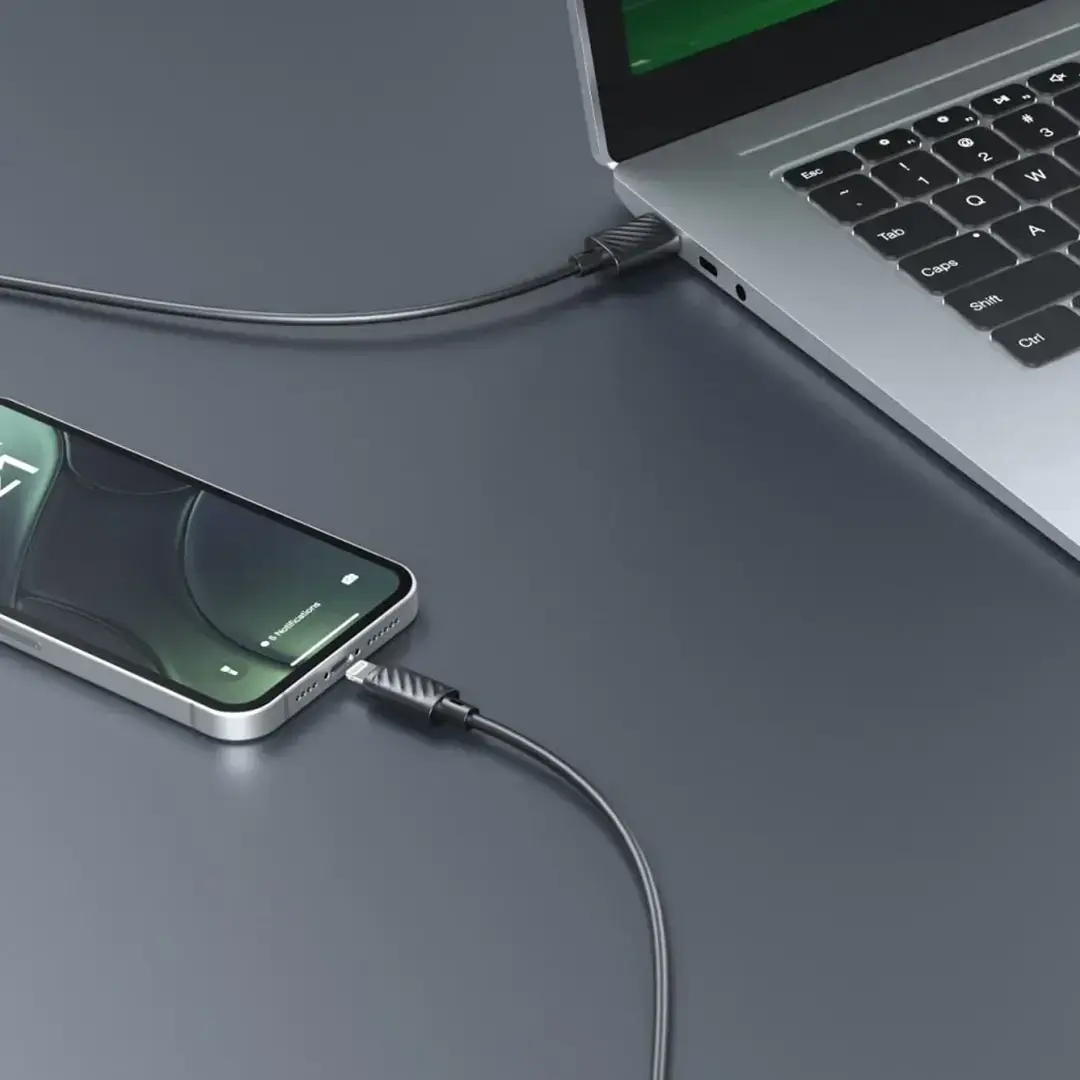Porodo Woven Braided USB-A to Lightning Cable 1.2m – White – Official image 4