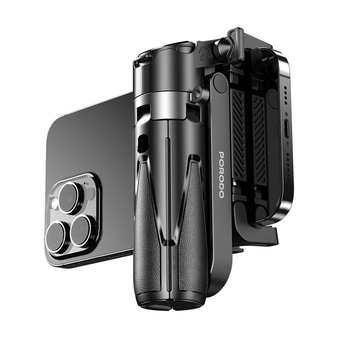 Porodo Foldable Selfie Stick with Extendable Tripod – Black – Official image 3
