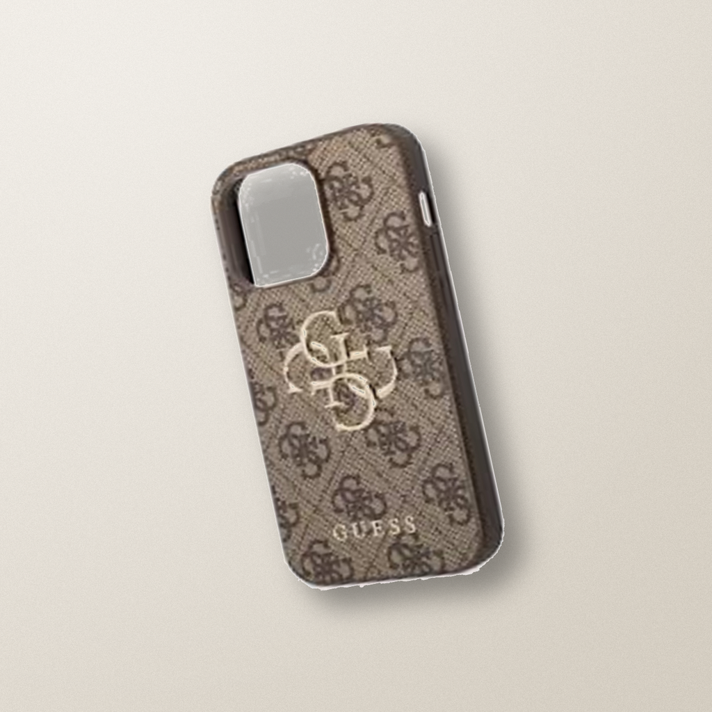 Guess 4G PU Leather Case with Metal Triangle Logo for iPhone 15 Pro / Pro Max – lifestyle