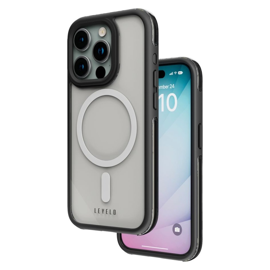 Levelo Nuru MagSafe Case for iPhone 15 Pro – Matte Black – front view