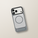 Levelo Matteo Case with Bottom Stand Grip for iPhone 17 Pro Max – Cloud Grey – lifestyle