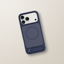 Levelo Matteo Case with Bottom Stand Grip for iPhone 17 Pro Max – Dark Blue – lifestyle