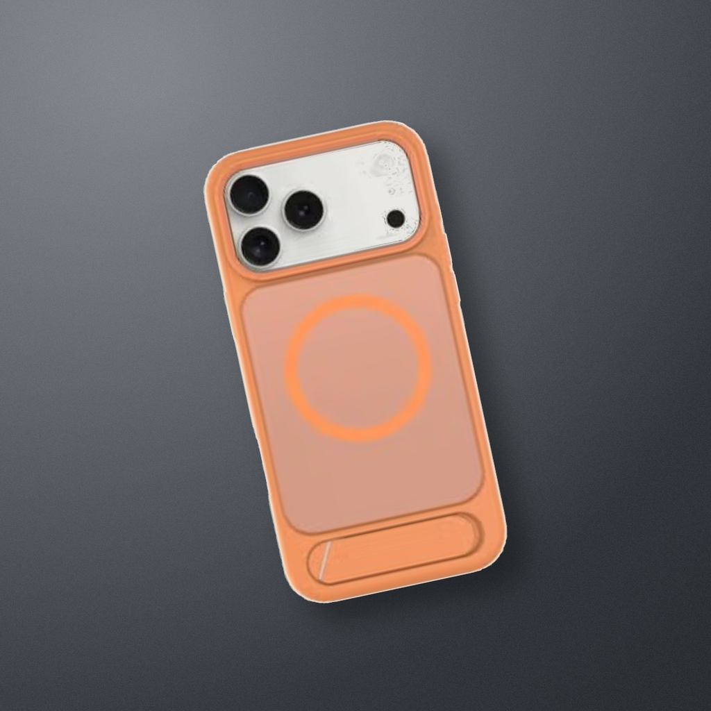 Levelo Matteo Case with Bottom Stand Grip for iPhone 17 Pro – Orange – lifestyle