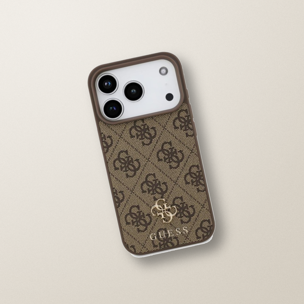 Guess MagSafe Leather Case for iPhone 17 Pro Brown – lifestyle