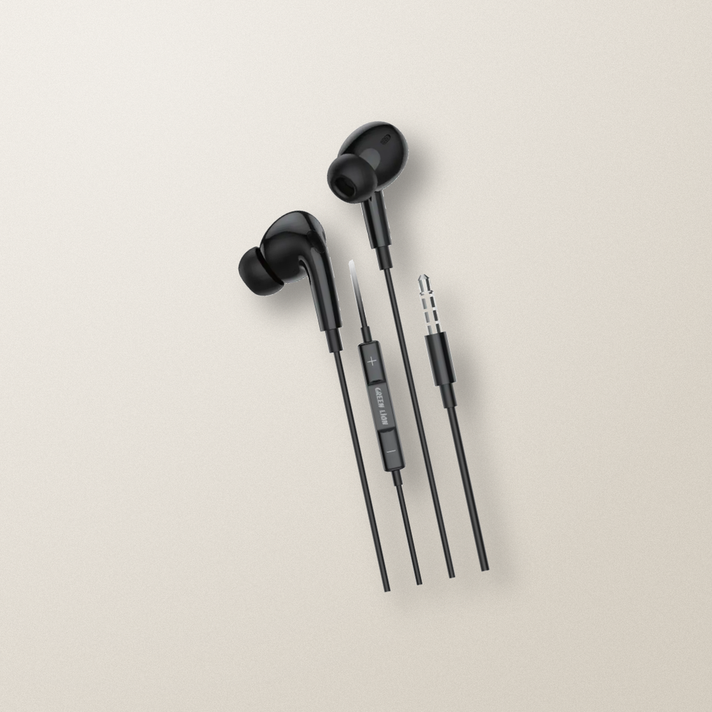 Green Lion GL-Stereo Pro 3.5mm Wired Earphones with Microphone - Black – lifestyle
