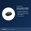 Porodo 2.4GHz & Bluetooth Dual-Mode Rechargeable Mouse, 300mAh – specifications
