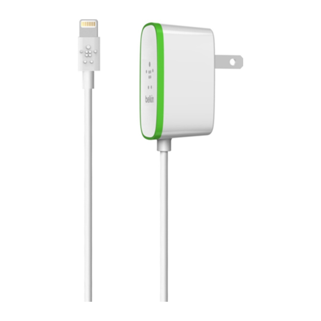 Belkin BOOST↑UP Home Charger 12W with Hardwired Lightning Cable 1.8m – White – side view