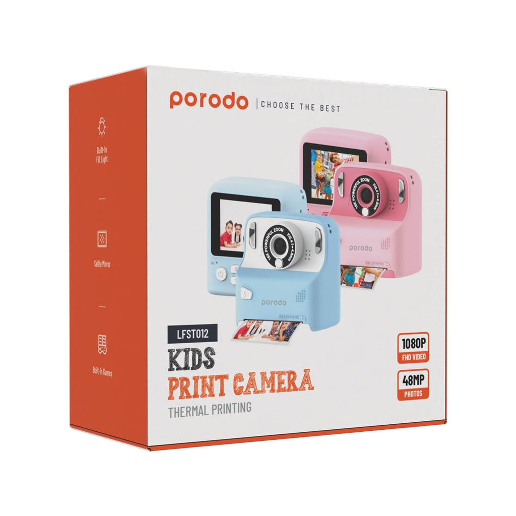 Porodo Lifestyle Kids Instant Print Camera (Thermal) – Pink – packaging