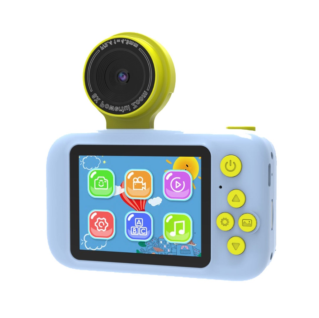 Porodo Lifestyle Kids Flip Camera with Tripod – Blue – front with screen