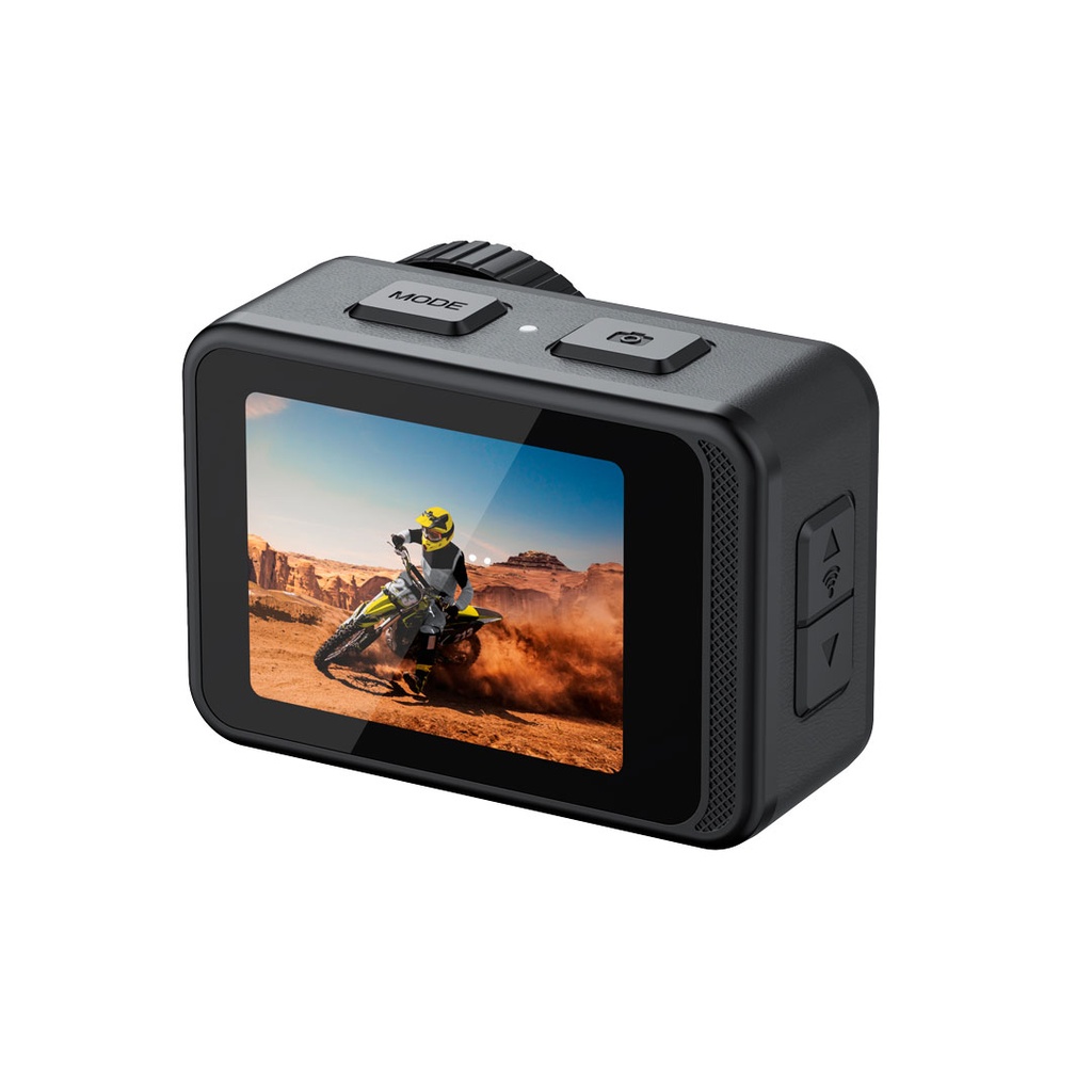 Porodo Dual-Screen 4K/60fps Action Camera 24MP with Stabilisation – Black – angle view