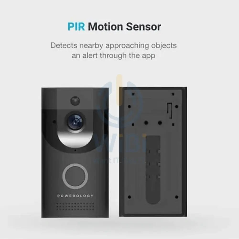 Powerology Smart Wi-Fi Video Doorbell with Night Vision, Motion Sensor & Chime – PIR motion sensor
