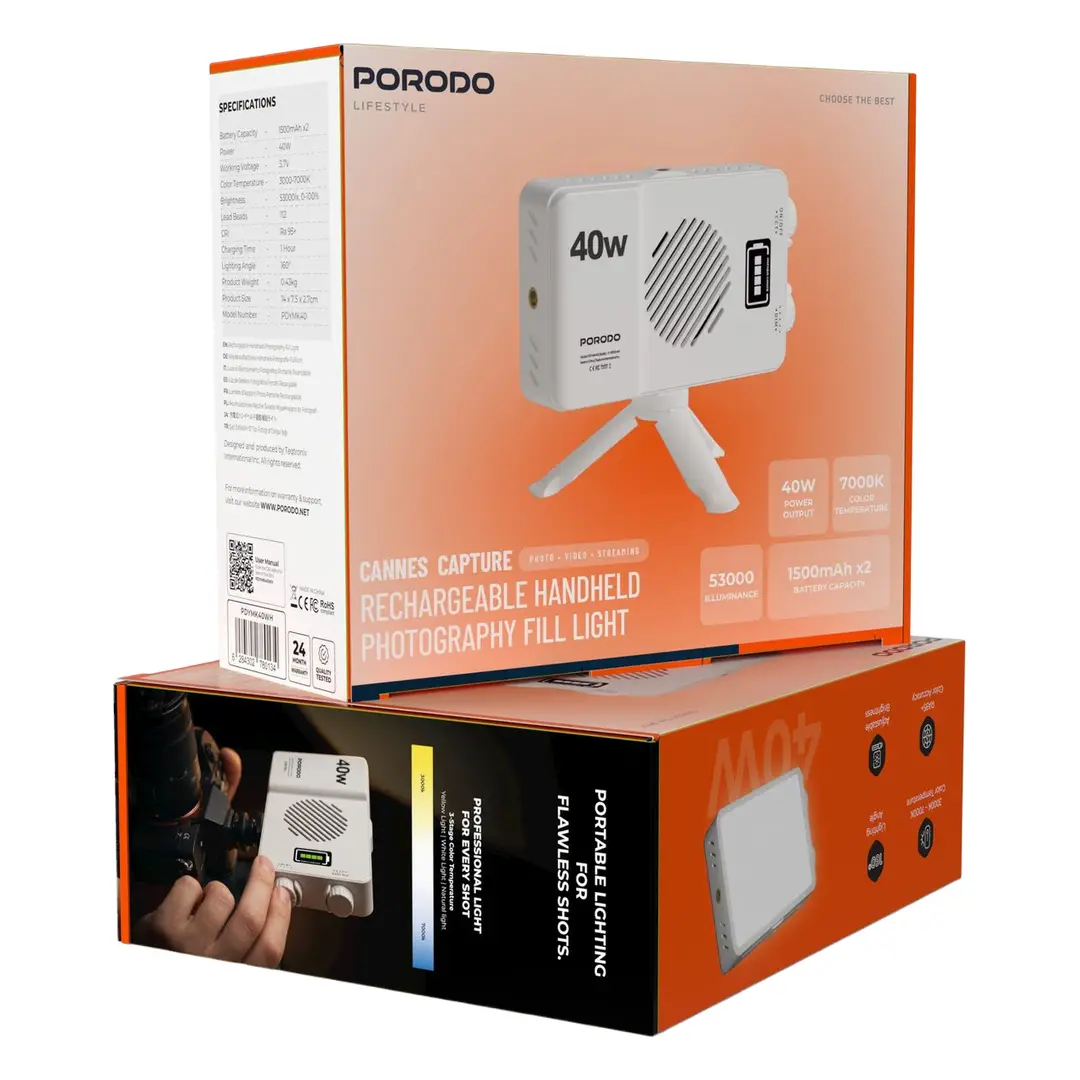 Porodo Lifestyle Cannes Capture Rechargeable Handheld Photography Fill Light - White – official 2
