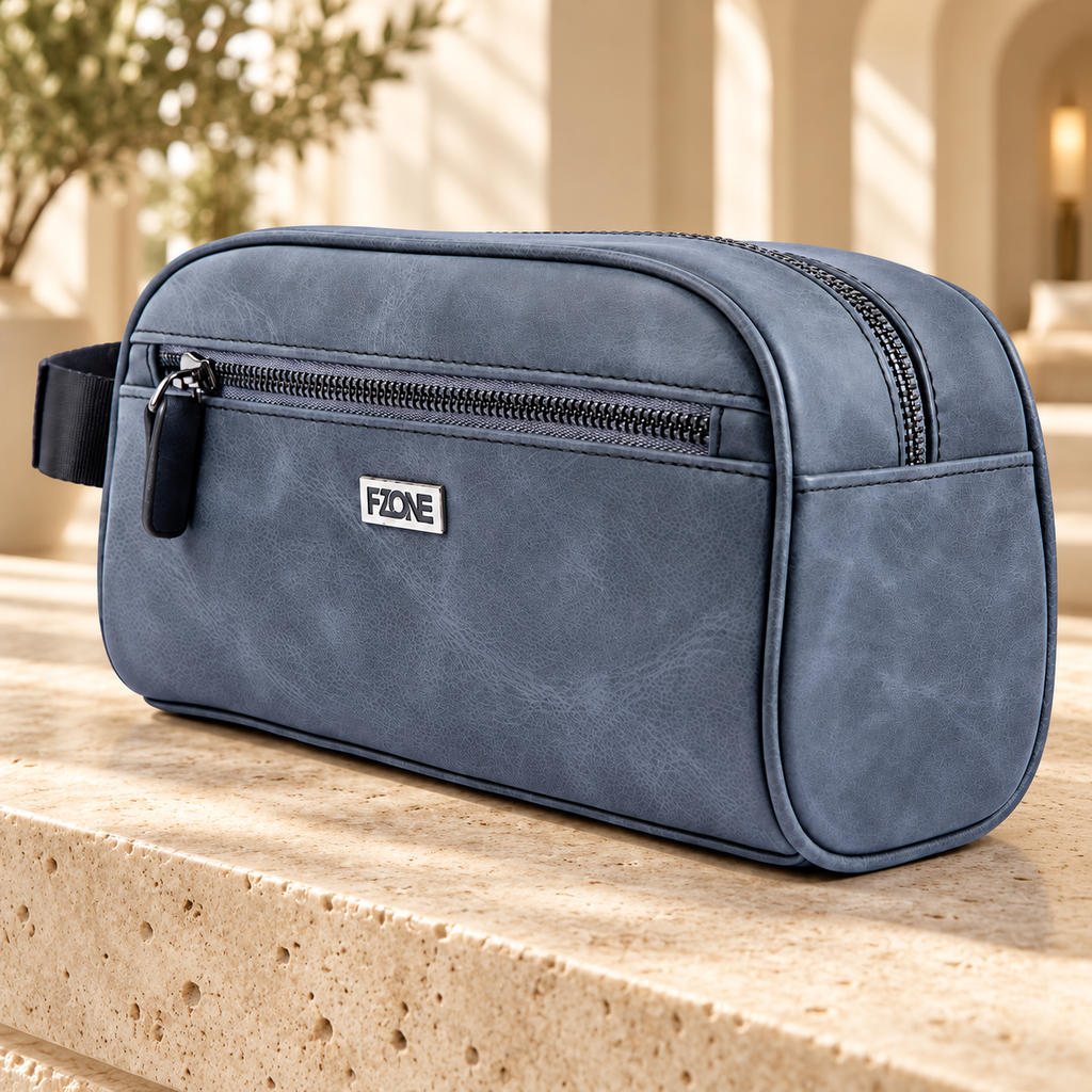 FZONE Metro Luxe Crossbody, Genuine Leather, Compact & Stylish – Graphite Blue | Lifestyle