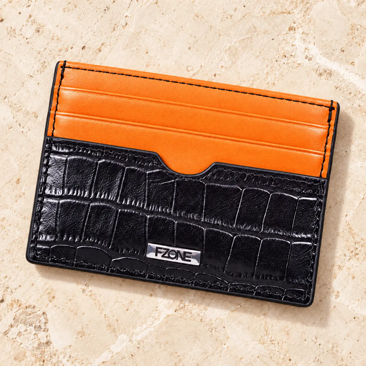 FZONE Leather Wallet Slim Card Holder – Black | Lifestyle