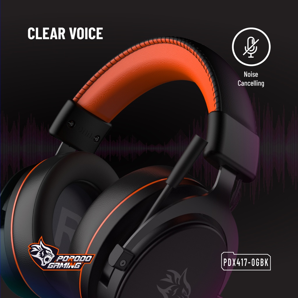 Porodo Gaming PC RGB ENC Gaming Headphones - Black