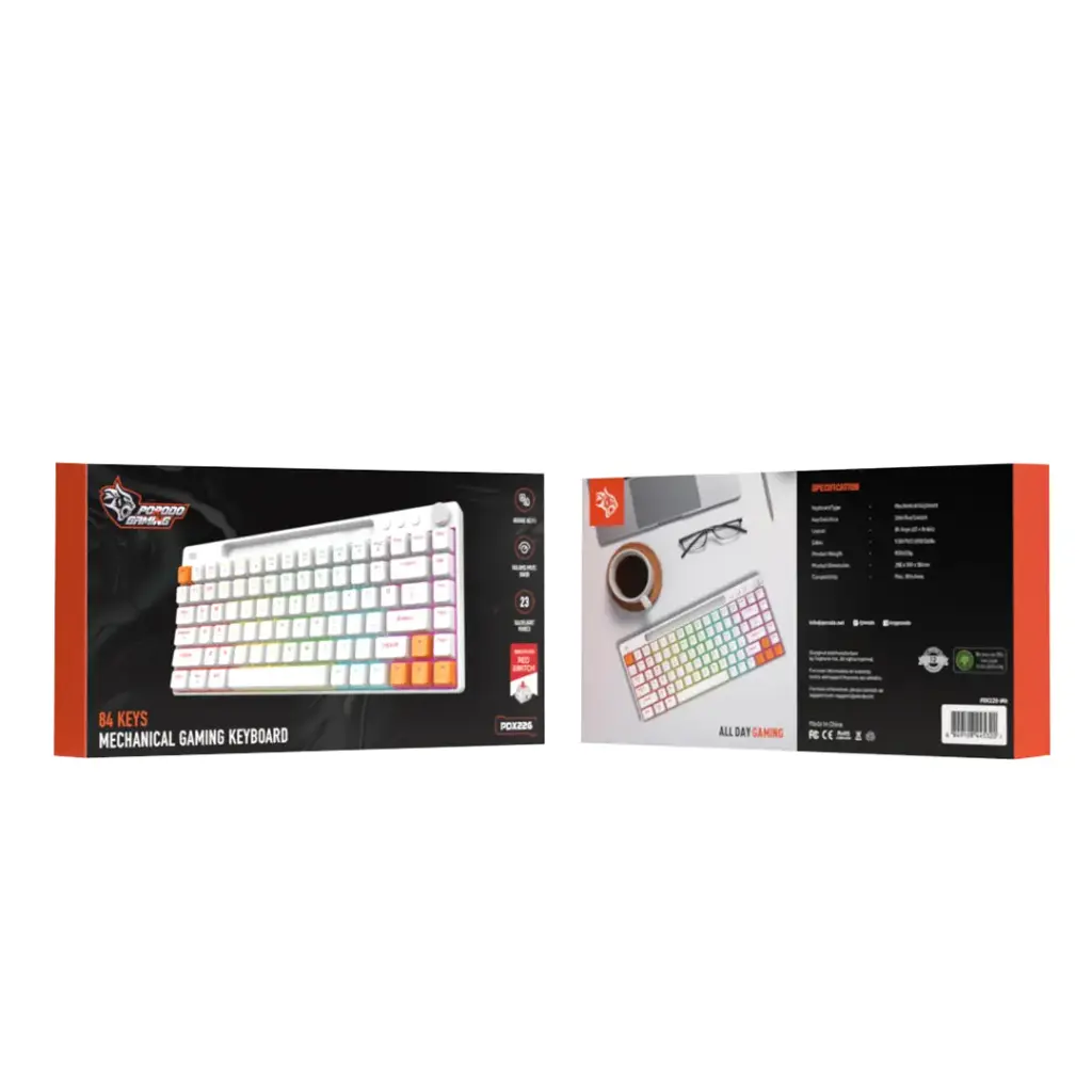 Porodo Gaming 84 Keys Mechanical Gaming Keyboard - White