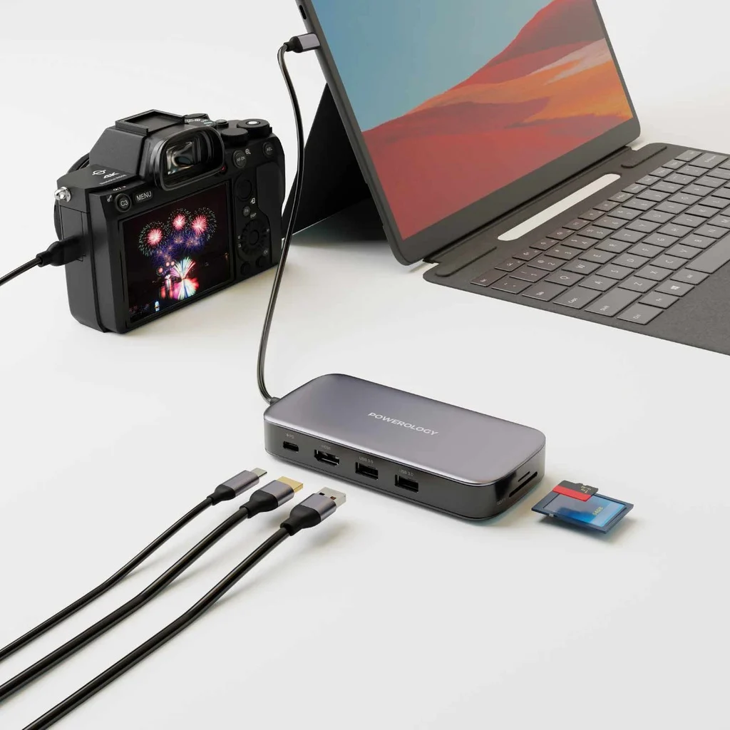 Powerology 256GB USB-C and SSD Drive, offering all-in-one connectivity and storage with 100W power