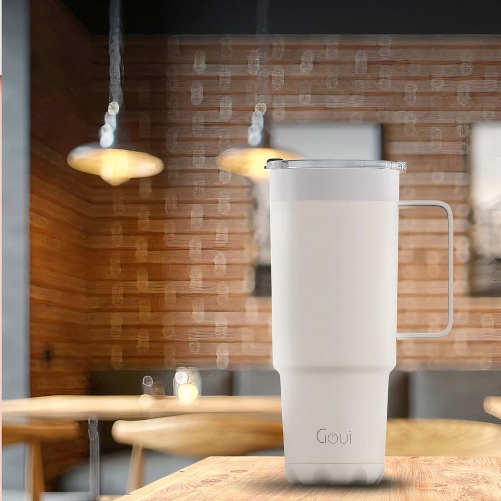 Goui Tumbler Stainless Steel Cup with Handle White