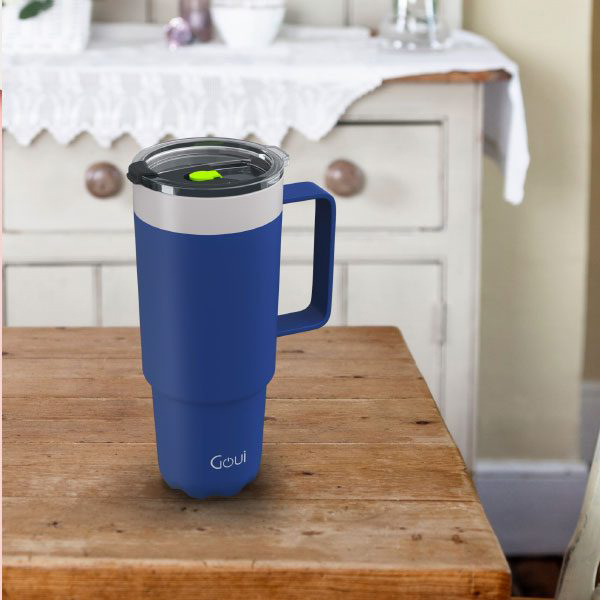 Goui Tumbler Stainless Steel Cup with Handle Blue