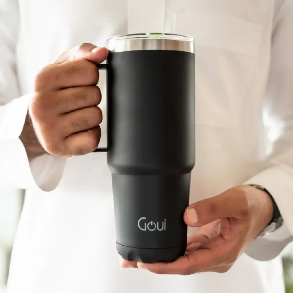 Goui Tumbler Stainless Steel Cup with Handle Gray