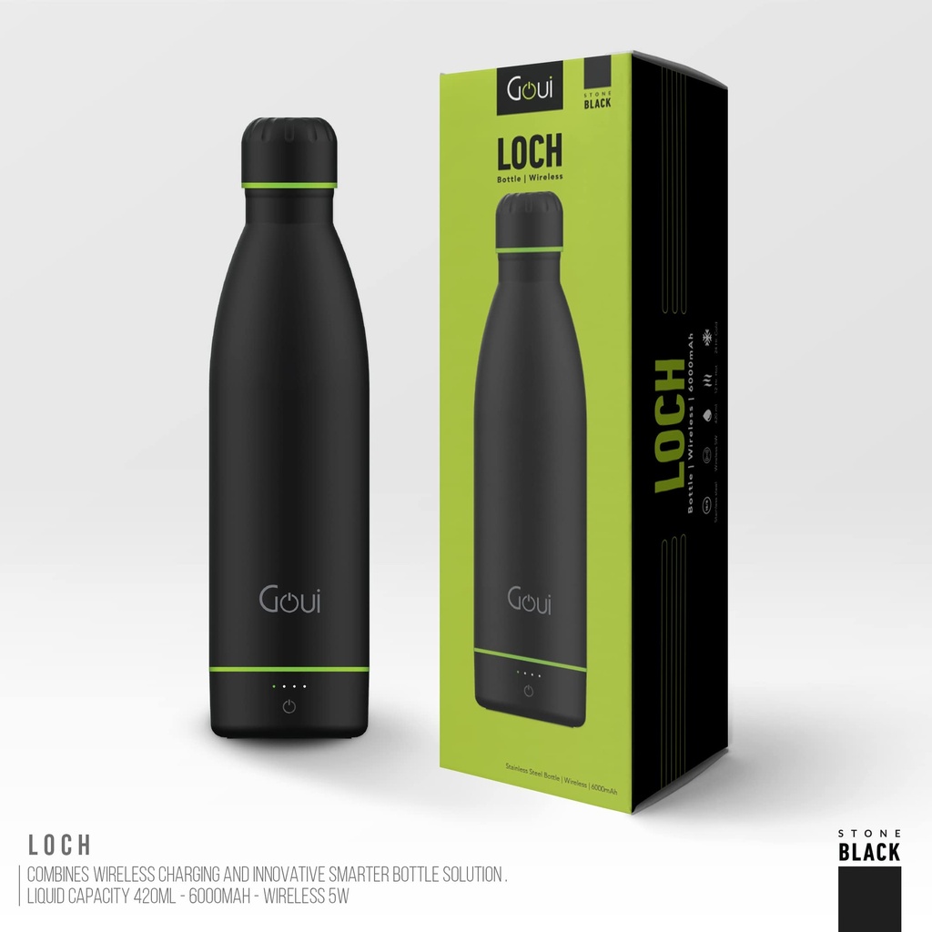 Goui Loch Bottle With Wireless Charger 6000mAh Black