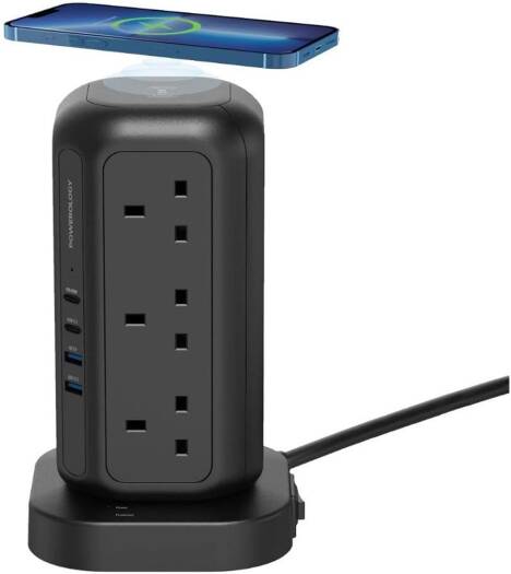 Powerology 12 Socket Multi-Port Tower Hub Extension