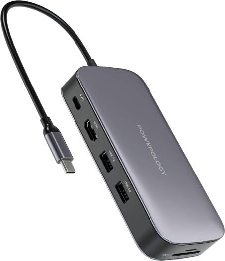 Powerology 256 GB USB-C Hub & SSD Drive All-in-one Connectivity & Storage PD 100W