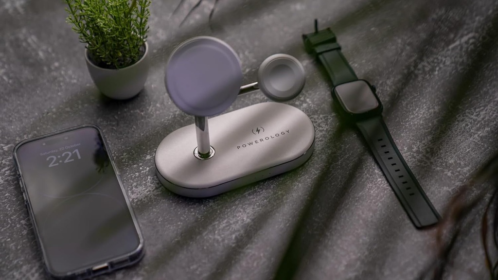 Powerology 3 in 1 MFi Charging Dock with Built-in Apple MagSafe