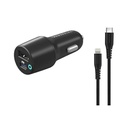 Powerology 32W Dual Port USB Car Charger with USB-C to Lightning Cable