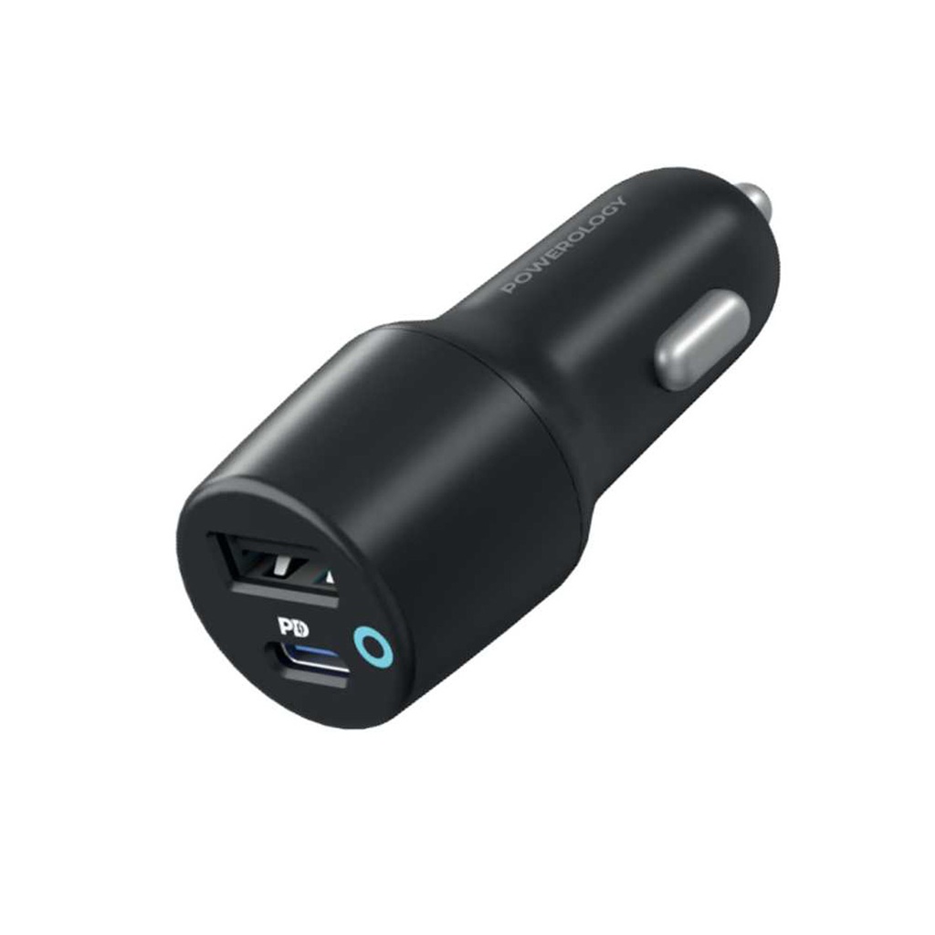Powerology 47W Ultra-Quick Car Charger Dual Output Black