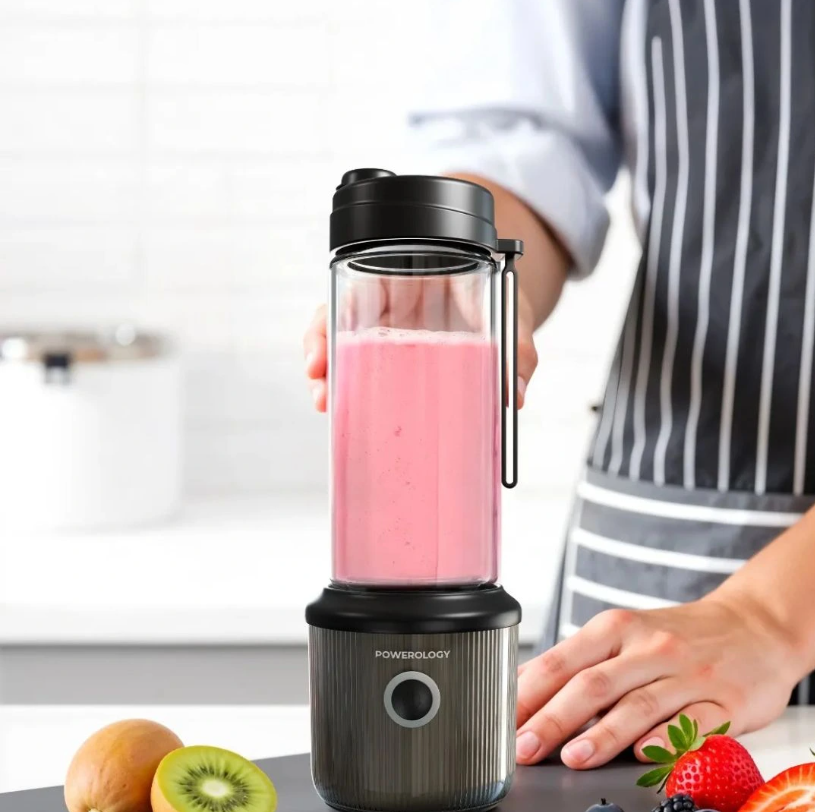 Powerology Press & Refresh Portable Blender Juicer 450ML 126W-Black