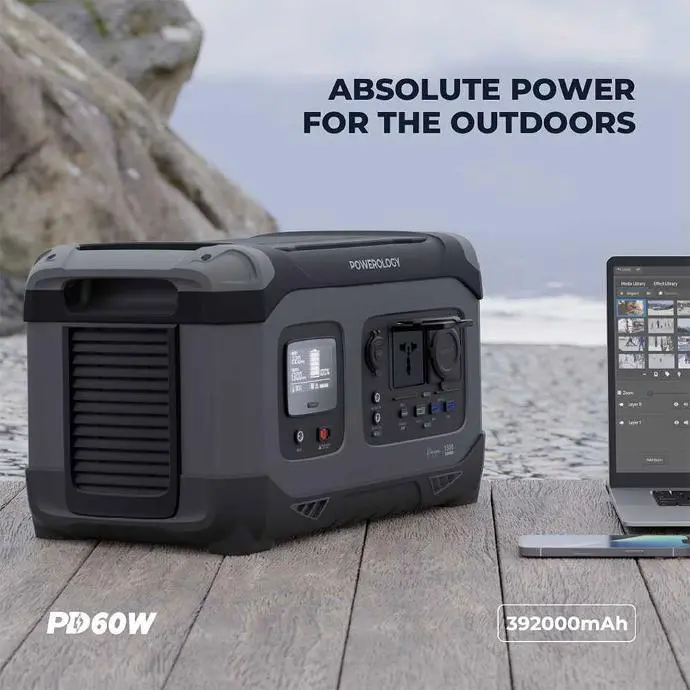 Powerology 392000mAh Power Generator 1300W 60W USB-C Power Delivery 18W USB Quick Charge