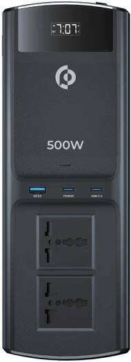Powerology 500W Universal Multi-Port Car Inverter with Dual USB-C Output