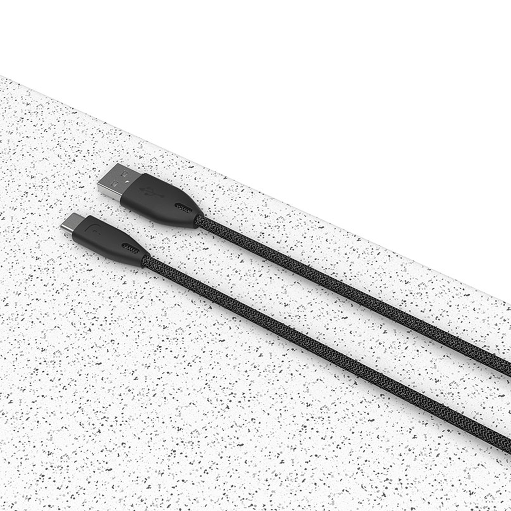 Powerology Braided USB-A to Type-C Cable Black