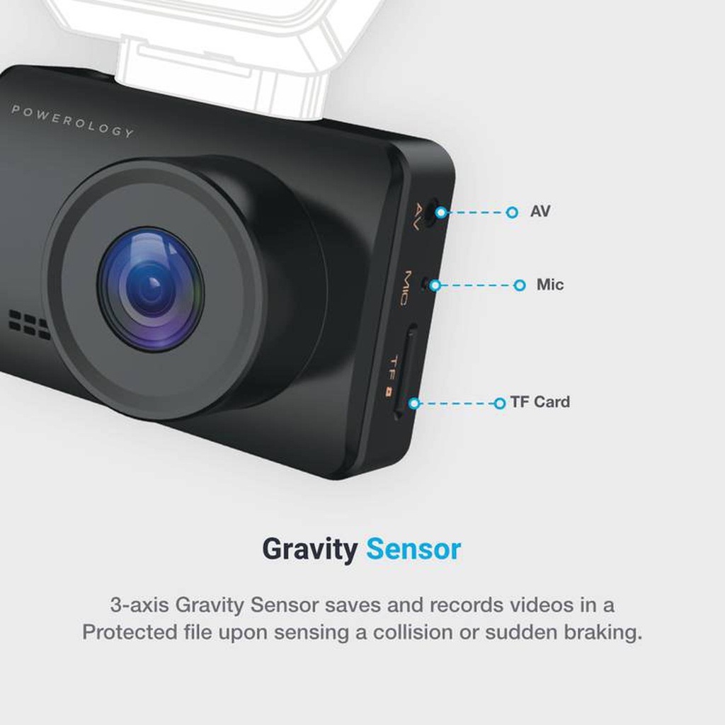 Powerology Dash Camera Pro 1080P, GPS coordinate, WIFI, 4-Lane Wide Angle