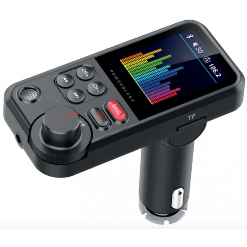 Powerology FM Transmitter Pro Car Charger 23W - Black