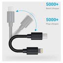 Powerology Data & Fast Charge USB-C to Lightning Cable - (0.25m/0.8ft) Black
