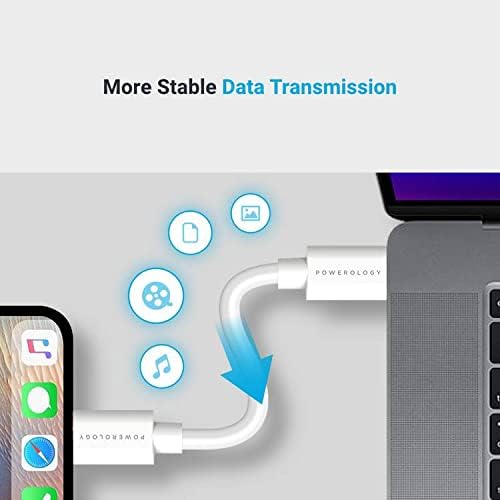 Powerology Data & Fast Charge USB-C to Lightning Cable - (0.25m/0.8ft) White