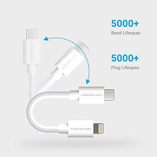Powerology Data & Fast Charge USB-C to Lightning Cable - (0.25m/0.8ft) White