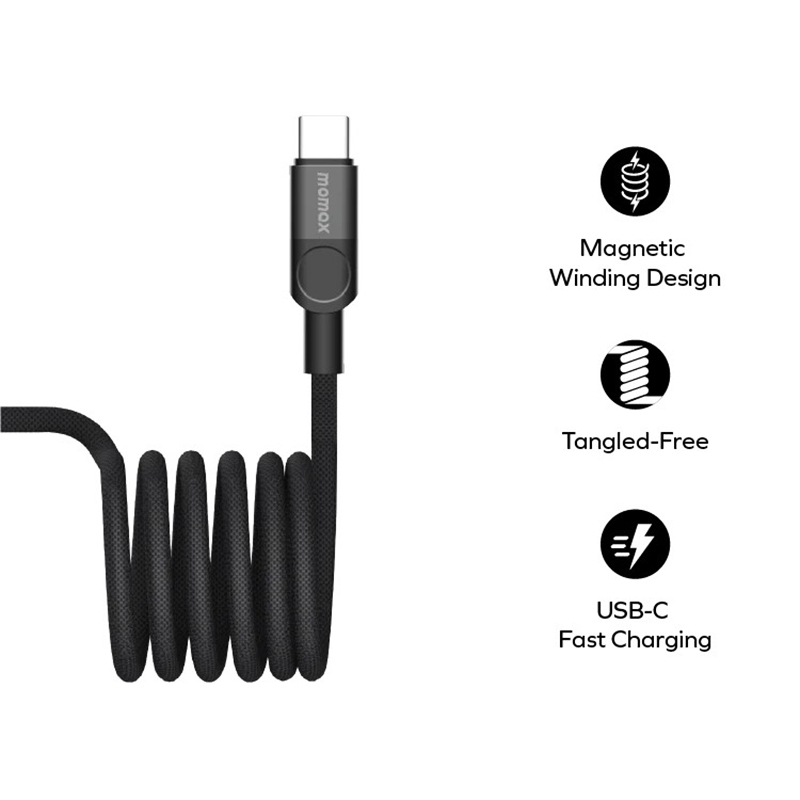 Momax Elite Mag Link 100W USB-C to USB-C Magnetic Cable 1M Black